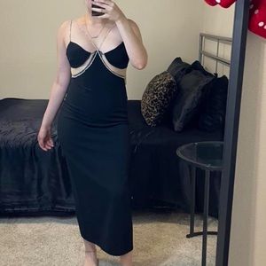 Long black dress with rhinestones